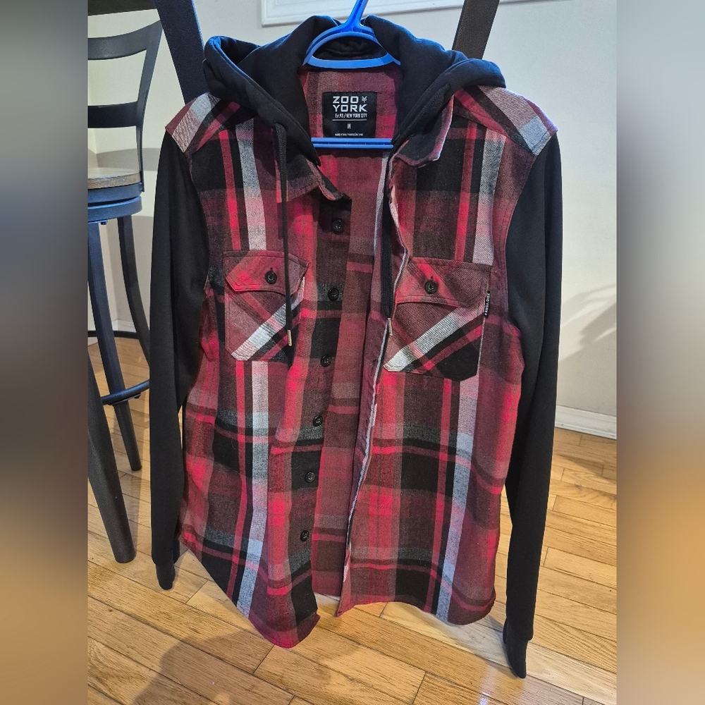 Zoo York Red and Black Plaid Hooded Jacket